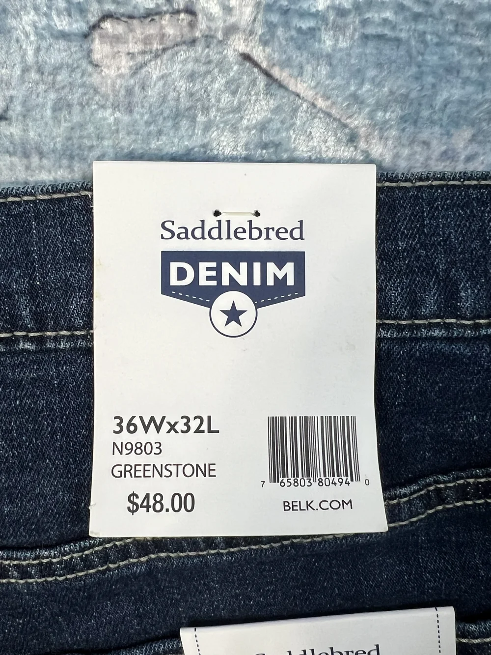 Saddlebred Denim Comfort Flex Relaxed‎ Fit Jeans Mens 36x32 Greenstone Dark Wash